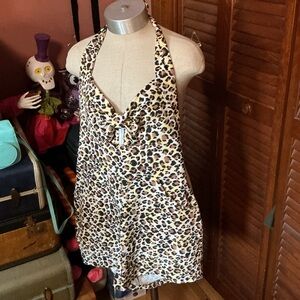 Bettie Page Animal Print Halter romper